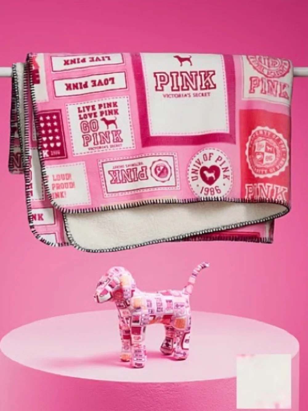 Victoria's Secret Pink Graphic Logo Plush Throw